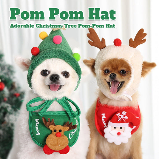 Charming Pom-Pom Christmas Tree Hat