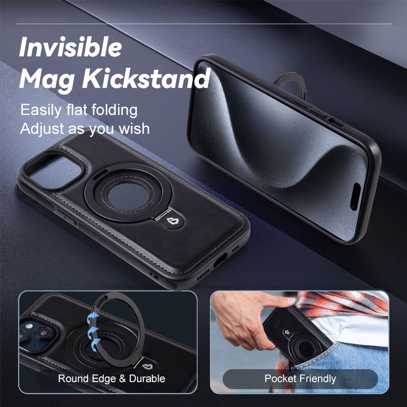 Magnetic Leather Holder Mobile Phone Case